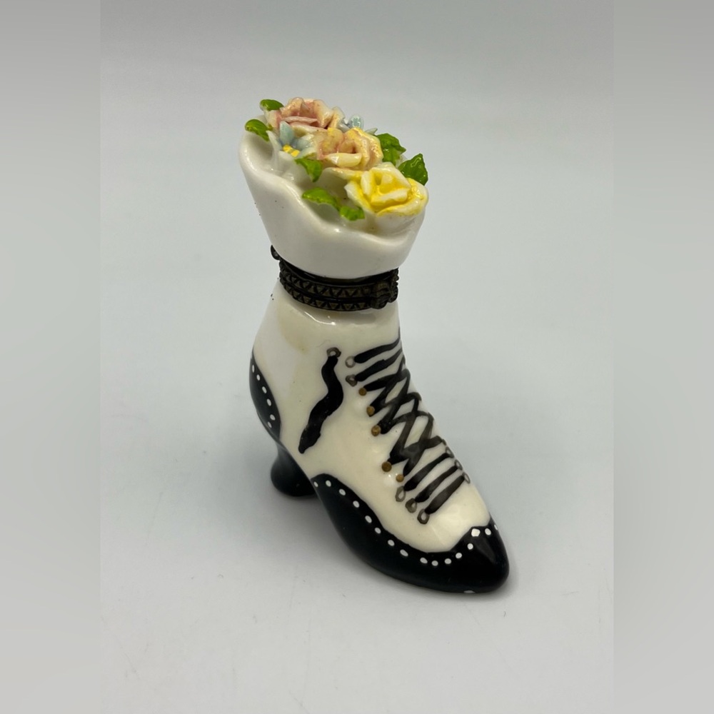 Vintage Victorian Boot Shoe Porcelain Trinket Box